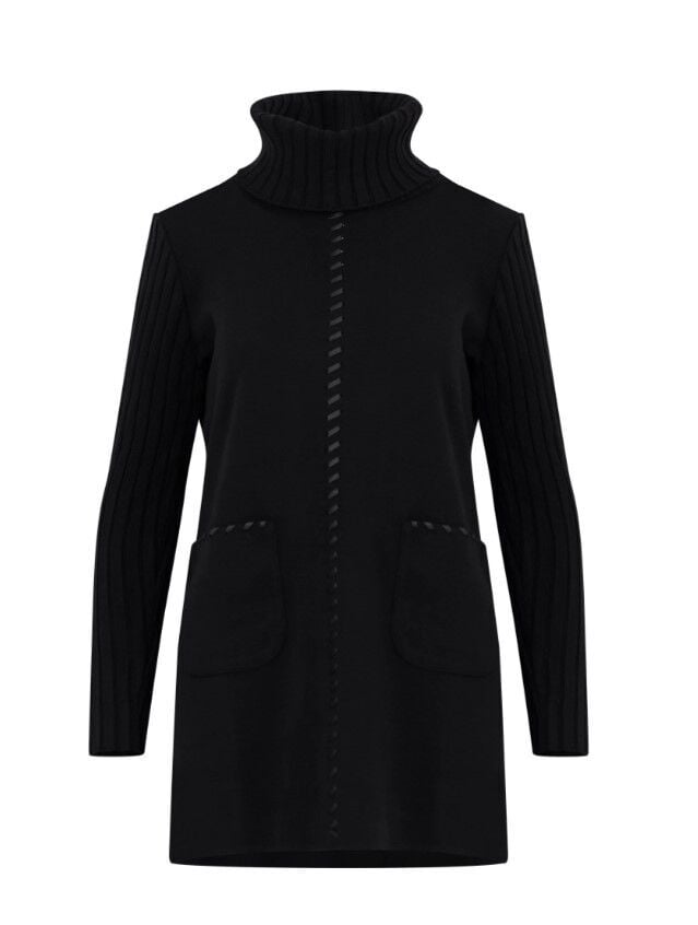 1009 CEPLİ DİKİŞ DETAYLI TRİKO TUNİK TİKRO TUNİK 11231303001009  QKS TUNİK #23-10#