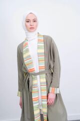 8002 BEELİ BAĞLAMALI ÖNDEN ÇİZGİLİ BAMBU KUMAŞ KAP QYS KAP 8002 #23-04#