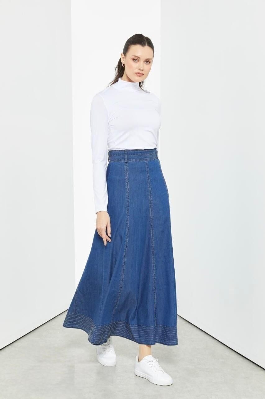 52008 BELİ MANŞETLİ PARÇALI KLOŞ KOT ETEK #03-25#