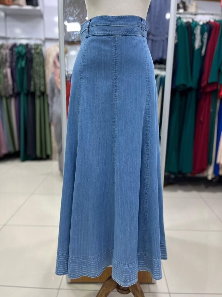 52008 BELİ MANŞETLİ PARÇALI KLOŞ KOT ETEK #03-25#