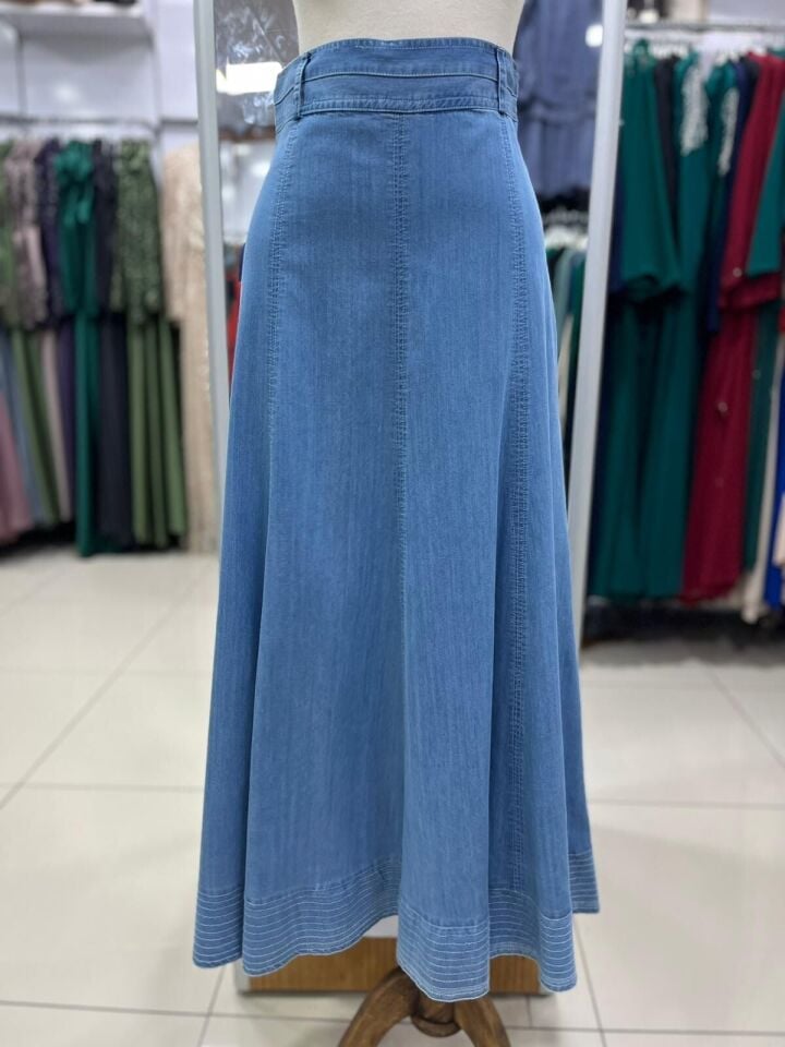 52008 BELİ MANŞETLİ PARÇALI KLOŞ KOT ETEK #03-25#