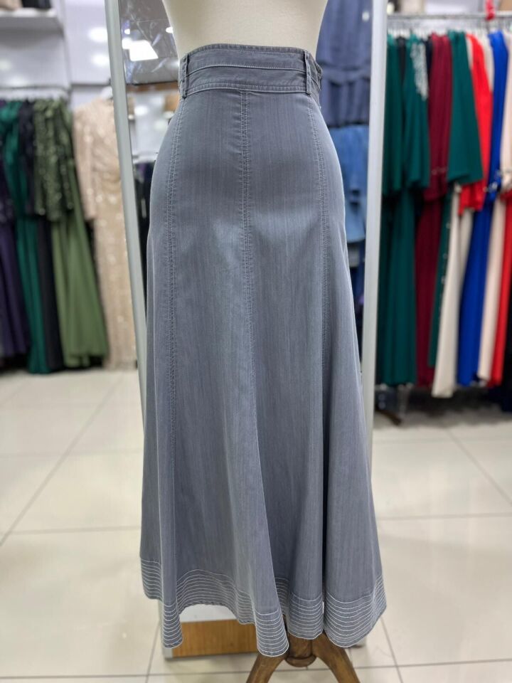 52008 BELİ MANŞETLİ PARÇALI KLOŞ KOT ETEK #03-25#