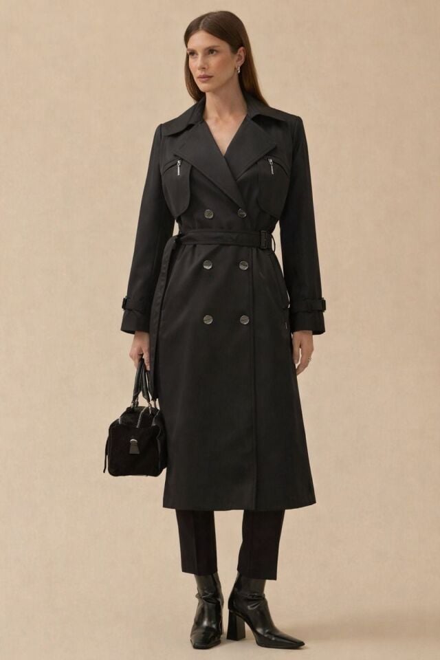 10015 KRAVUZE YAKA ÇİFT DÜĞMELİ KLASİK TRENÇ #04-25#