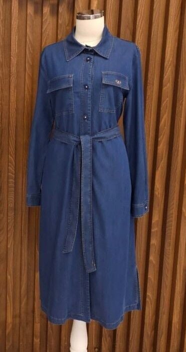 61053 ÖNÜ BOYDAN DÜĞMELİ ÖNÜ CEPLİ KOLU MANŞETLİ BELİ KEMERLİ TENSEL UZUN TUNİK #03-25#