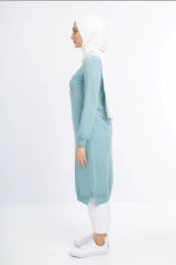 1502 GÖĞÜSÜ BONCUK VE PUL DETAYLI  İKİ İPLİK UZUN  SWEAT QYS İKİ İPLİK SWEAT 1503 #23-05#