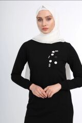 1502 GÖĞÜSÜ BONCUK VE PUL DETAYLI  İKİ İPLİK UZUN  SWEAT QYS İKİ İPLİK SWEAT 1503 #23-05#