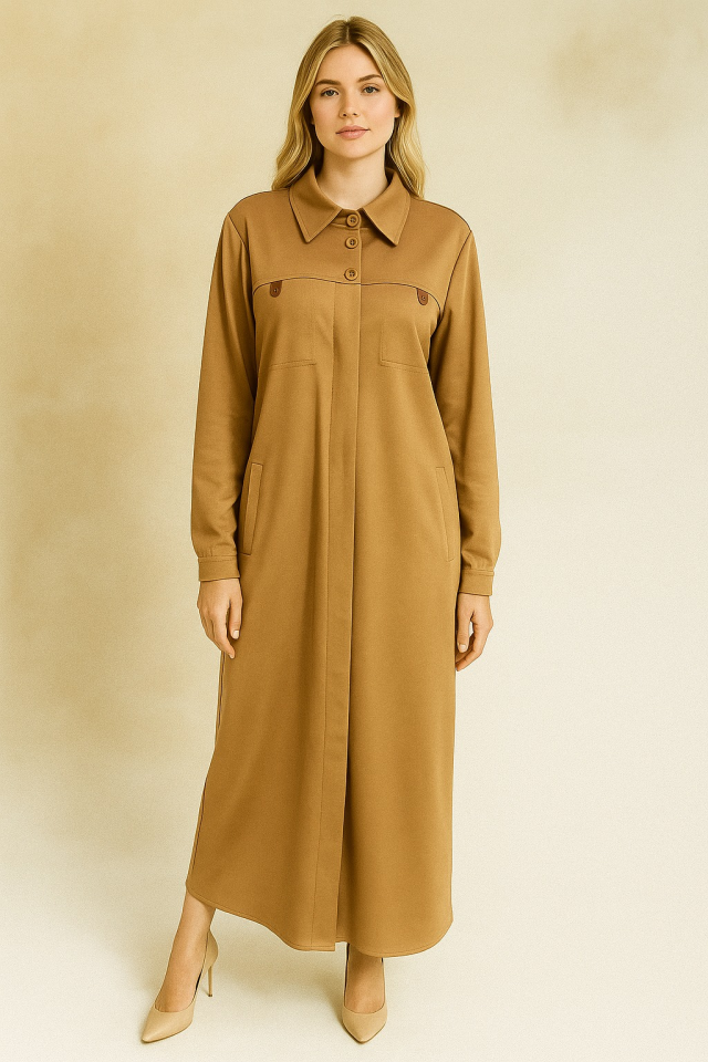 65005 ÖNDEN DÜĞMELİ CEPLİ KAP #10-25# 46 - CAMEL