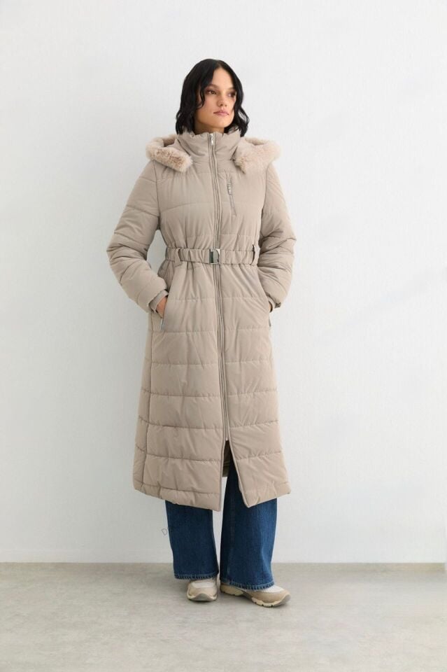 67021 KOL UCU LASTİKLİ ÖNÜ BOYDAN FERMUARLI KAPİŞONLU ŞİŞME MONT #12-25#