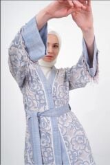 2053 DOKUMA PANTOLONLU CEKETLİ DESENLİ ÜÇLÜTAKIM QYS İKİLİ TAKIM 2053 #23-06#
