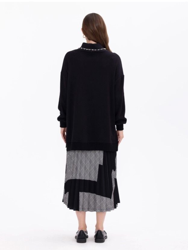 1021 PİLİSELİ EKOSE DESEN ELASTİK BEL ETEK  GÜNLÜK ETEK 11231306001021 #23-103