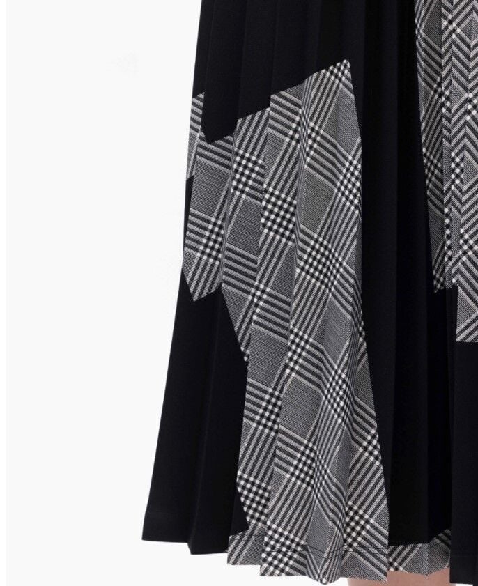 1021 PİLİSELİ EKOSE DESEN ELASTİK BEL ETEK  GÜNLÜK ETEK 11231306001021 #23-103