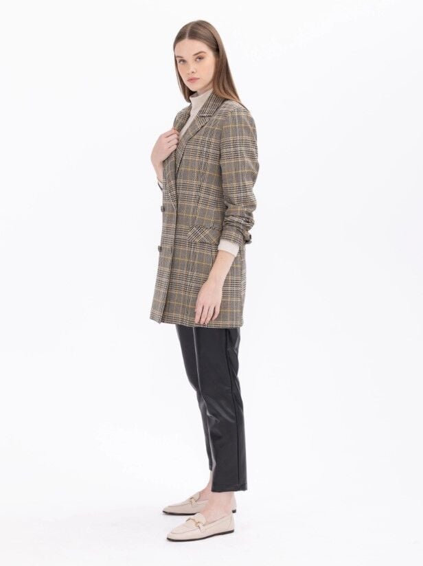 1028 KARE DESENLİ KRUVAZE YAKALI CEP KAPAKLI CEKETGÜNLÜK CEKET 11231205401028 QKS GÜNLÜK CEKET #23-10#