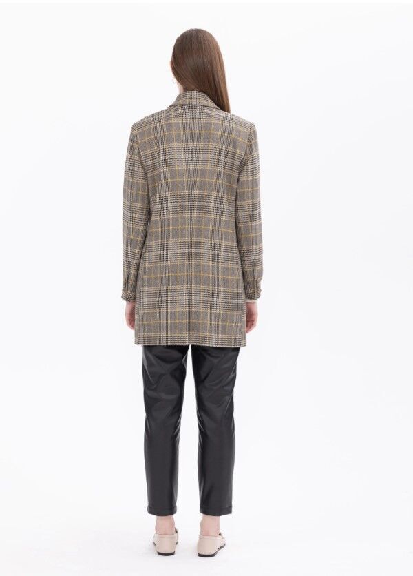 1028 KARE DESENLİ KRUVAZE YAKALI CEP KAPAKLI CEKETGÜNLÜK CEKET 11231205401028 QKS GÜNLÜK CEKET #23-10#