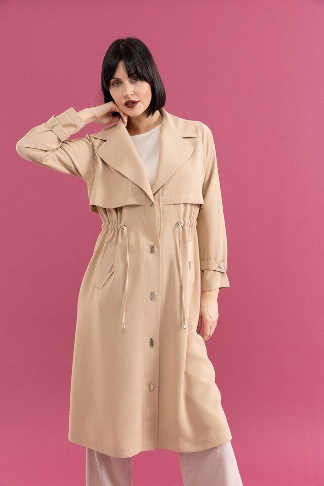 25224 BELİ BAĞLAMALI BELDEN AŞAĞI ÇITÇIT DETAYLI CEPLİ GÜNLÜK GİY-ÇIK CEKET #05-25#