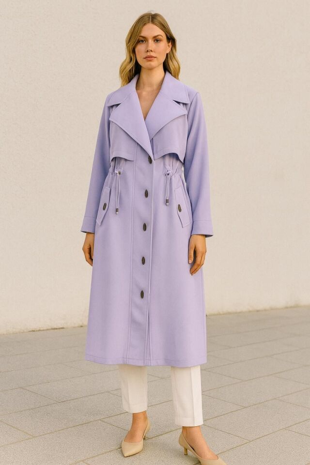 25224 BELİ BAĞLAMALI BELDEN AŞAĞI ÇITÇIT DETAYLI CEPLİ GÜNLÜK GİY-ÇIK CEKET #05-25#