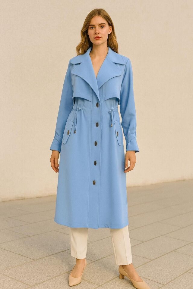 25224 BELİ BAĞLAMALI BELDEN AŞAĞI ÇITÇIT DETAYLI CEPLİ GÜNLÜK GİY-ÇIK CEKET #05-25#