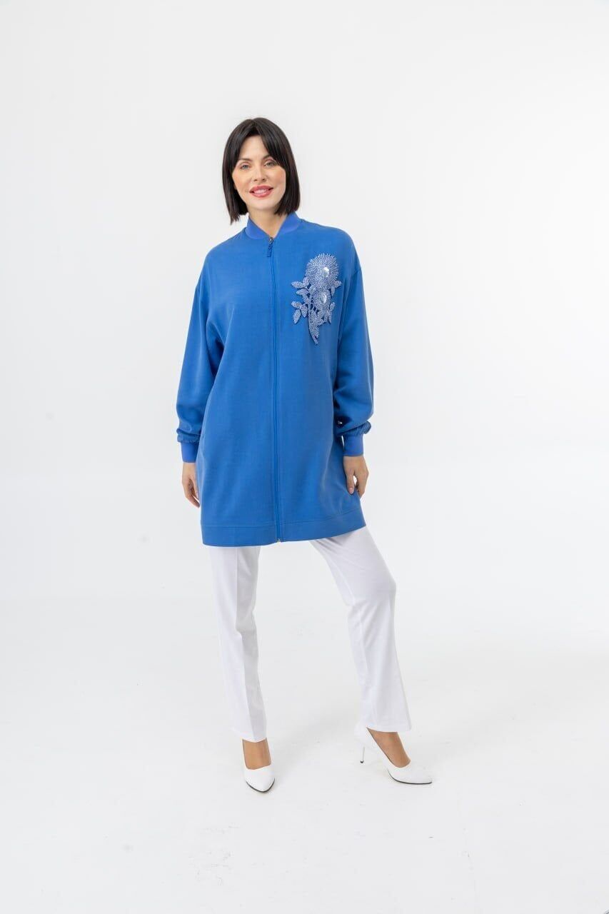 25142 ÖNÜ BOYDAN FERMUARLI KOL UCU LASTİKLİ GÖĞSÜNDE TAŞ İŞLEMELİ CEPLİ PANTOLONUN BELİ LASTİKLİ CEP DETAYLI İKİLİ TAKIM  #05-25#