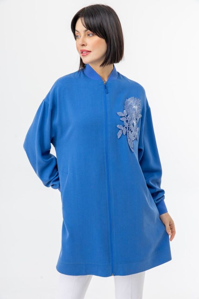 25142 ÖNÜ BOYDAN FERMUARLI KOL UCU LASTİKLİ GÖĞSÜNDE TAŞ İŞLEMELİ CEPLİ PANTOLONUN BELİ LASTİKLİ CEP DETAYLI İKİLİ TAKIM  #05-25#