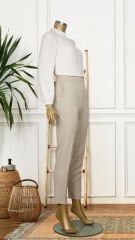 59061 BELİ YARIM LASTİKLİ  ÖN CEPLİ KLASİK DAR PAÇA PANTOLON QYS PANTLON 59061 #23-063