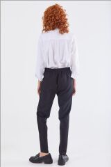 59061 BELİ YARIM LASTİKLİ  ÖN CEPLİ KLASİK DAR PAÇA PANTOLON QYS PANTLON 59061 #23-063