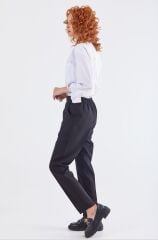 59061 BELİ YARIM LASTİKLİ  ÖN CEPLİ KLASİK DAR PAÇA PANTOLON QYS PANTLON 59061 #23-063