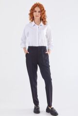 59061 BELİ YARIM LASTİKLİ  ÖN CEPLİ KLASİK DAR PAÇA PANTOLON QYS PANTLON 59061 #23-063