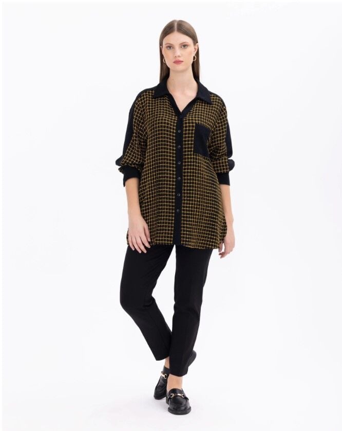 1026 BÜYÜK BEDEN CEP DETAYLI KARE DESENLİ GÖMLEK GÜNLÜK GÖMLEK 14231202201026 QKS GÜNLÜK GÖMLEK 3#23-103