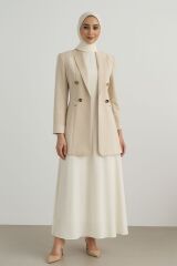 1906 BLAZER CEKET ÖNÜ KRAVUZE YAKA ÇİFT DÜĞME KAPRİ KOL KATLANABİLİR BLAZER CEKET #03-25#