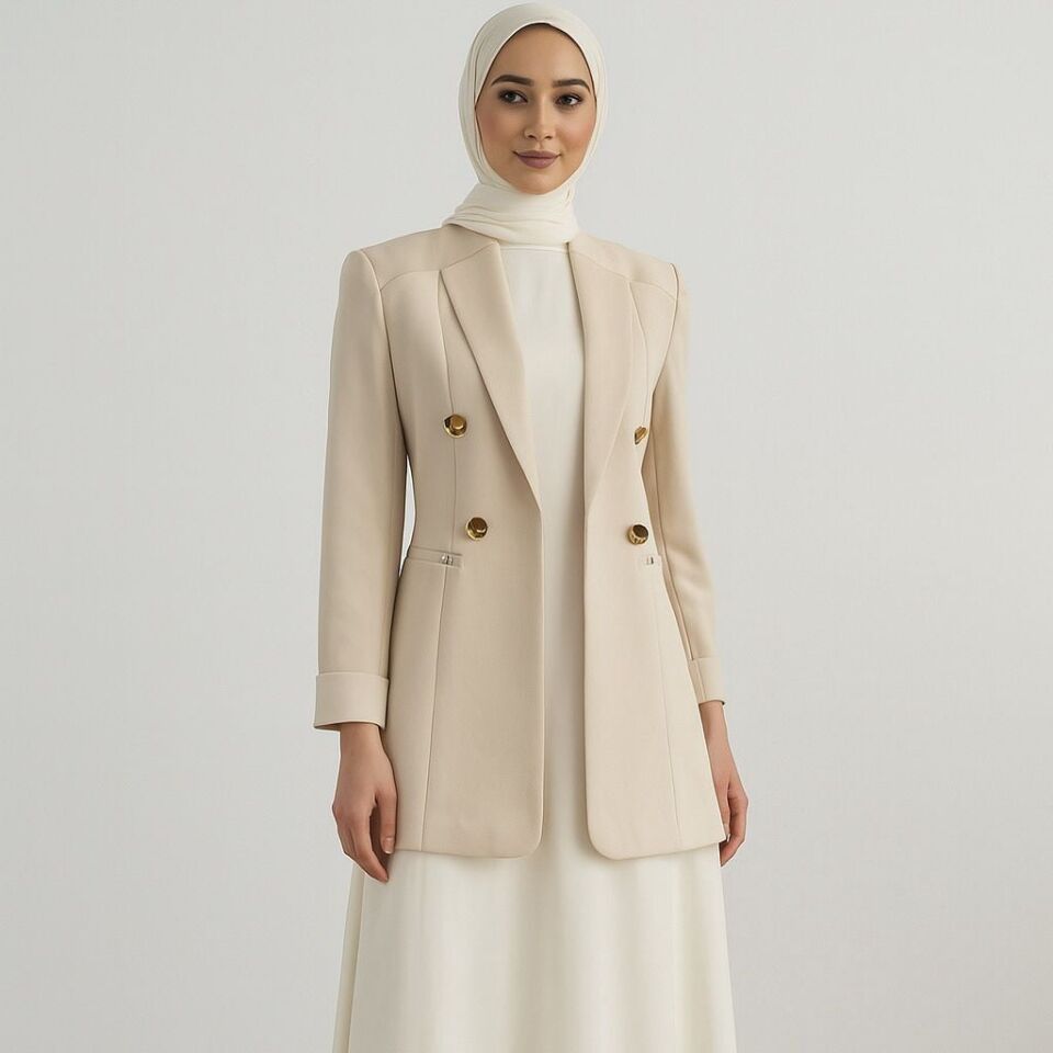 1906 BLAZER CEKET ÖNÜ KRAVUZE YAKA ÇİFT DÜĞME KAPRİ KOL KATLANABİLİR BLAZER CEKET #03-25#