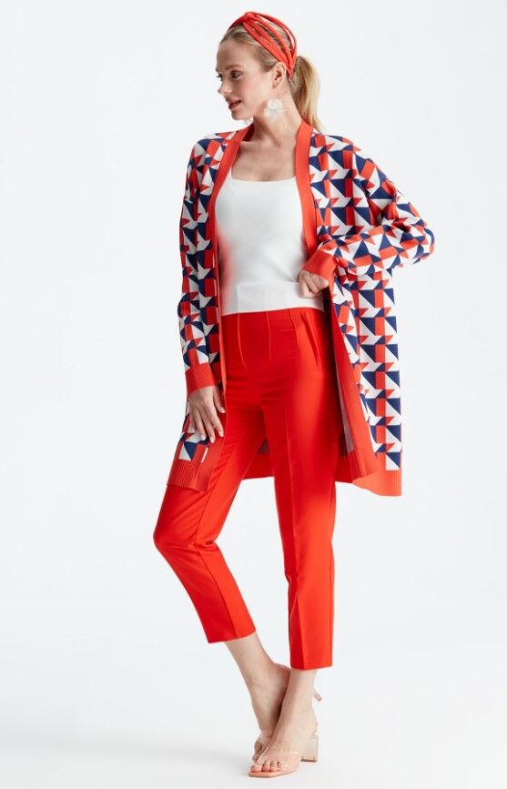 21153 GEOMETRİK DESENLİ RAYON HIRKA 3 - mercan