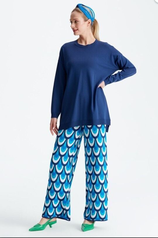 PANTOLONU DESENLİ RAYON TAKIM QKS 21164 #22-10# 1 - FUŞYA