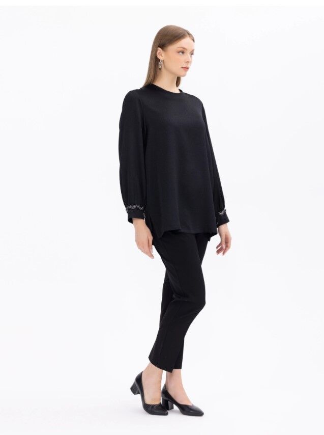 1002 BÜYÜK BEDEN TAŞ İ̇ŞLEMELİ YUVARLAK YAKALI BLUZ ŞIK BLUZ 14231102001002  QKS ŞIK BLUZ #23-103