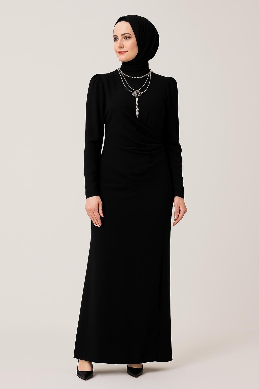 5090 KARIN BÖLGESİ BÜZGÜLÜ İÇİ ASTARLI BALIK MODEL ABİYE #02-25#