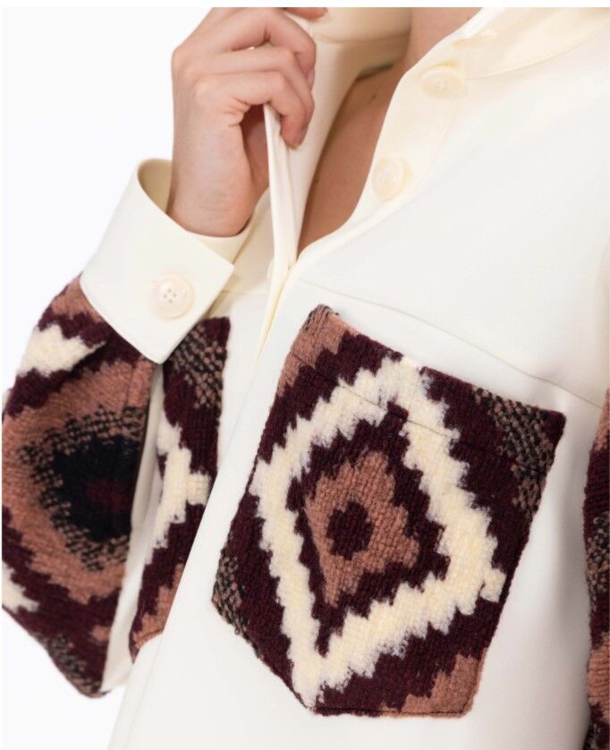 1078 ETNİK DESEN DETAYLI HAKİM YAKALI ÖRME KUMAŞ TUNİK GÜNLÜK TNİK 11231304201078 QKS GÜNLÜK TUNİK #23-10#