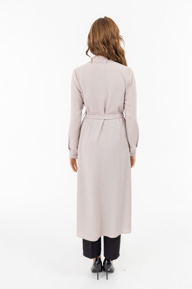 2092 ÖNÜ DÜĞMELİ CEP DETAYI TAŞLI BELİ KUŞAKLI GÖMLEK ELBİSE TUNİK #03-25#