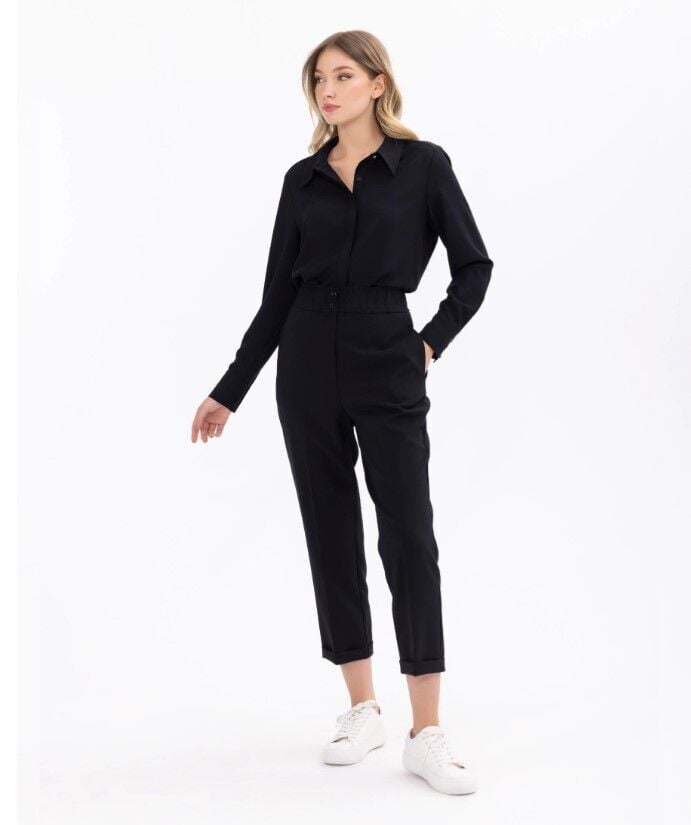 1076 BİLEK BOY HAVUÇ KESİM PANTOLON  GÜNLÜK PANTOLON 10231107001076 QKS GÜNLÜK PANTOLON #23-103