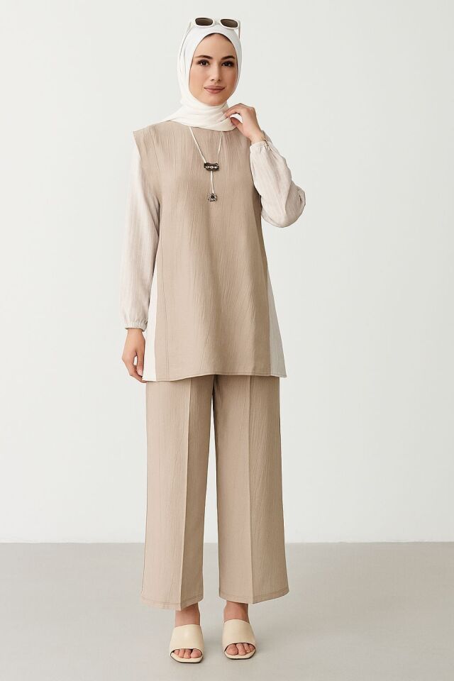 2054 ÖNÜ SIFIR YAKA ÇİFT RENKLİ KOL UCU VE PANTOLONUN BELİ LASTİKLİ BOL PAÇA SPOR TAKIM #04-25#