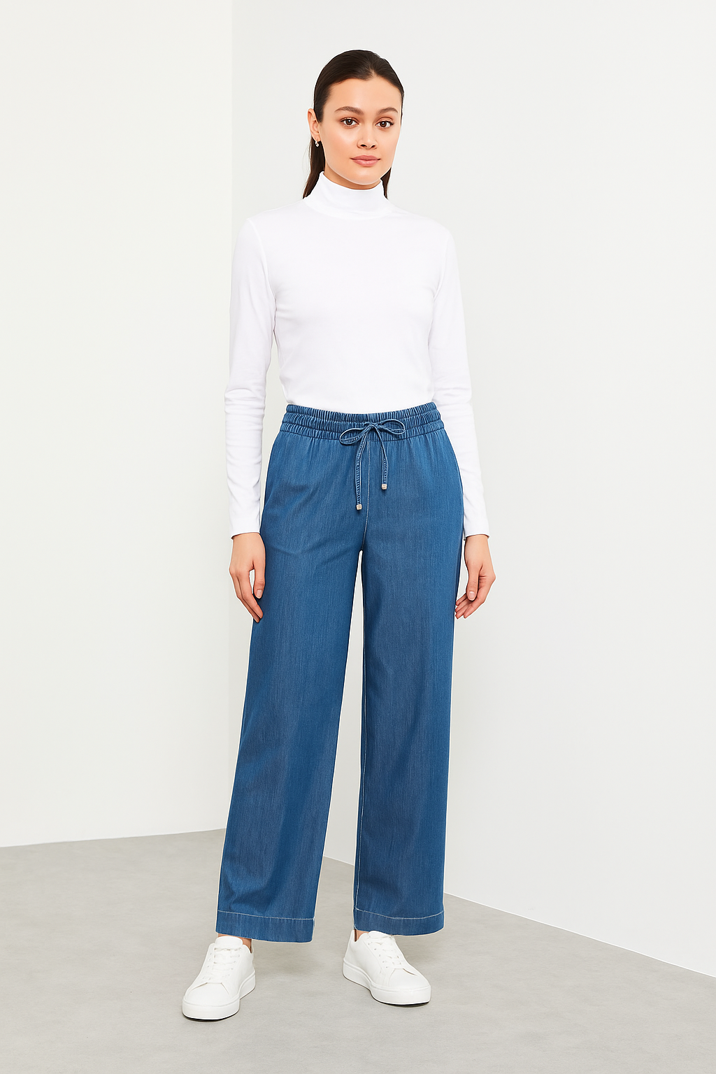 59085 BELİ LASTİKLİ İPLİ KOT TANSEL PANTOLON #03-25# 52 - LACİVERT