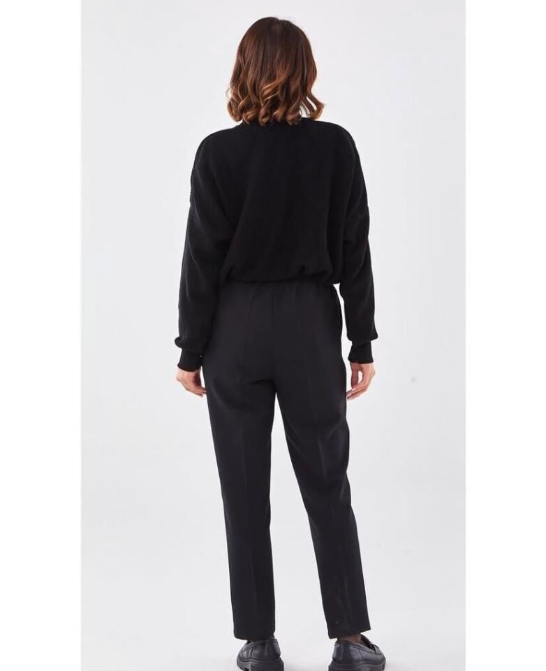 SZ-153  YANDAN CEPLİ BAĞCIKLI PANTOLON #12-25# 48 - SİYAH