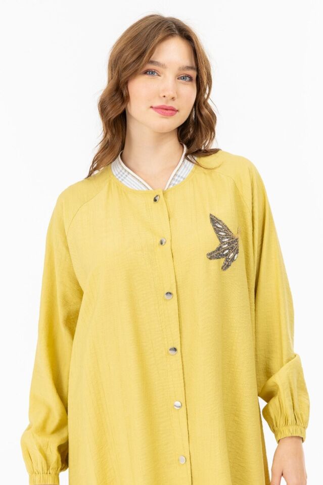 2052 YAKA KISMI LASTİKLİ ÖNÜ BOYDAN DÜĞMELİ ÖNDEN GÖĞÜS KISMI TAŞ DETAYLI KOL UCU LASTİKLİ PANTOLONUN BELİ LASTİKLİ SPOR ŞIK İKİLİ TAKIM #05-25#