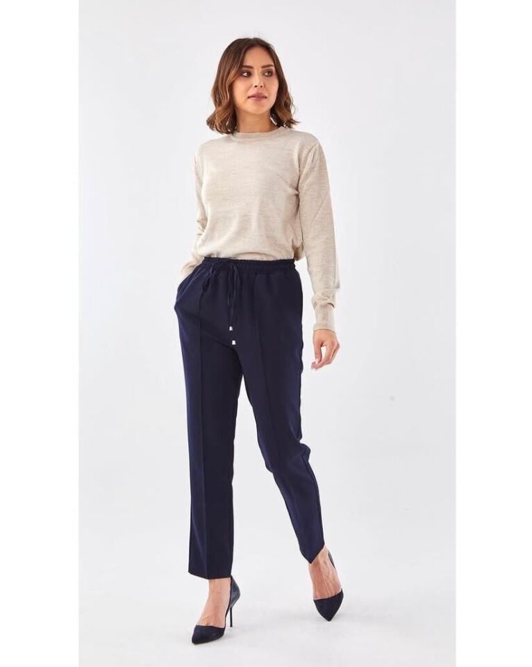 SZ-153  YANDAN CEPLİ BAĞCIKLI PANTOLON #12-25# 42 - LACİVERT