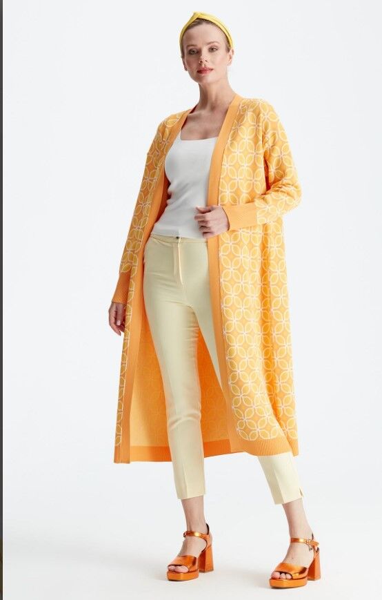 21190 DESENLİ RAYON HIRKA 1 - Sarı
