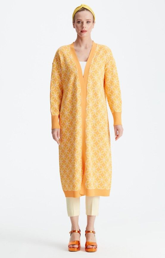 21190 DESENLİ RAYON HIRKA 1 - Sarı