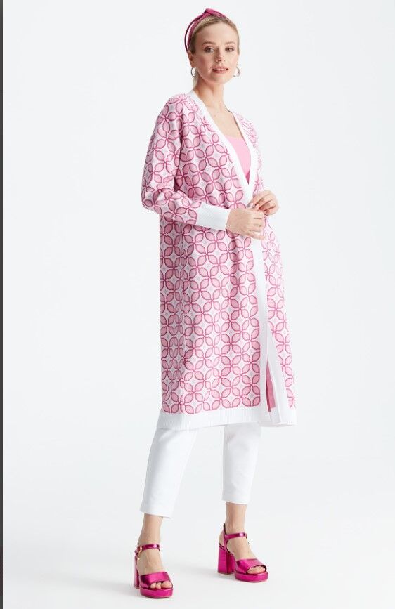 21190 DESENLİ RAYON HIRKA 1 - pembe