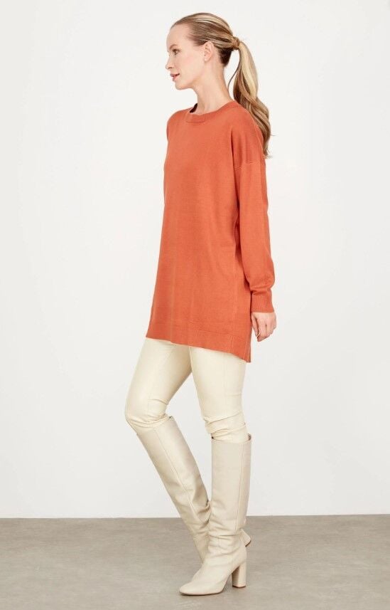 21494 ARKASI YIRTMAÇLI DETAYLI TRİKO TUNİK QKS TUNİK  #23-113