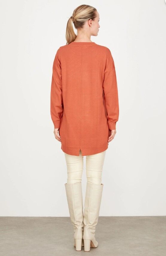 21494 ARKASI YIRTMAÇLI DETAYLI TRİKO TUNİK QKS TUNİK  #23-113