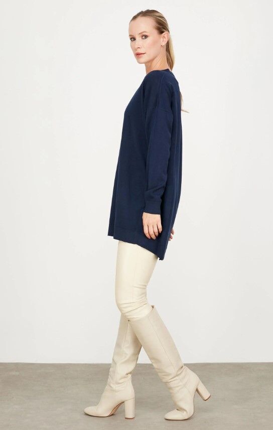 21494 ARKASI YIRTMAÇLI DETAYLI TRİKO TUNİK QKS TUNİK  #23-113