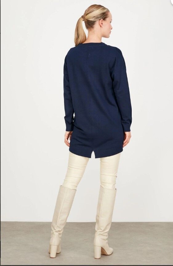 21494 ARKASI YIRTMAÇLI DETAYLI TRİKO TUNİK QKS TUNİK  #23-113