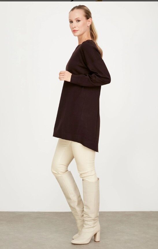 21494 ARKASI YIRTMAÇLI DETAYLI TRİKO TUNİK QKS TUNİK  #23-113