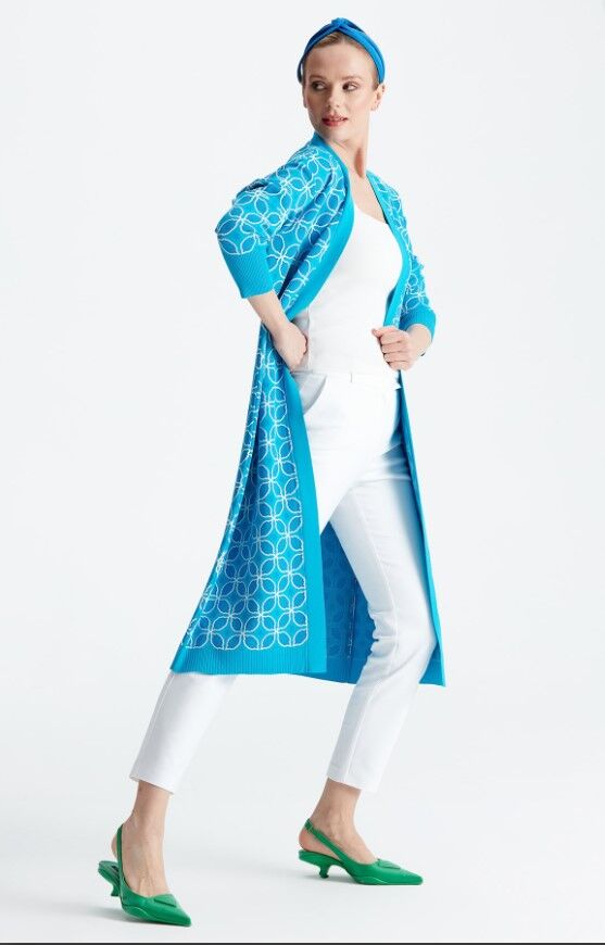 21190 DESENLİ RAYON HIRKA 2 - turkuaz